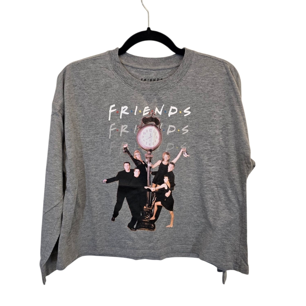 Friends Medium Cotton Blend Boxy Cropped Gray Tee